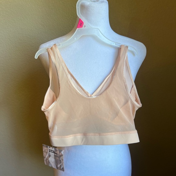NAKED REBELLION nude mesh v neck shear bra | small - Picture 2 of 7